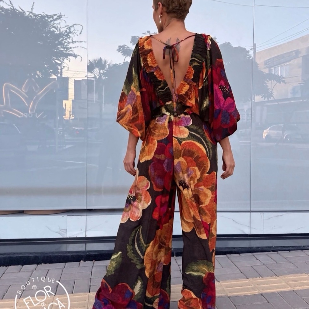 Farm Rio Jumpsuit Maxi Sz L - Picture 2 of 3